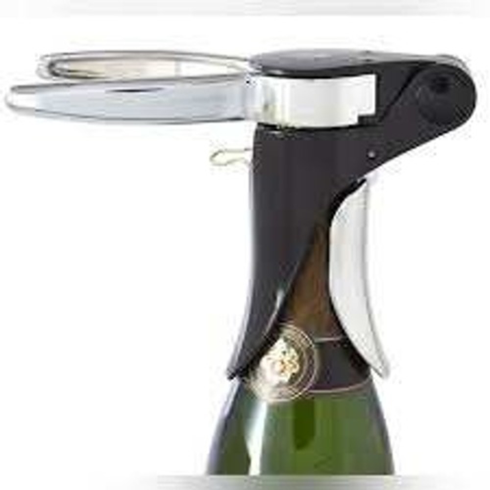 New Pampered Chef Champagne Opener #1597 Retired Black Silver Bar Tool NIB